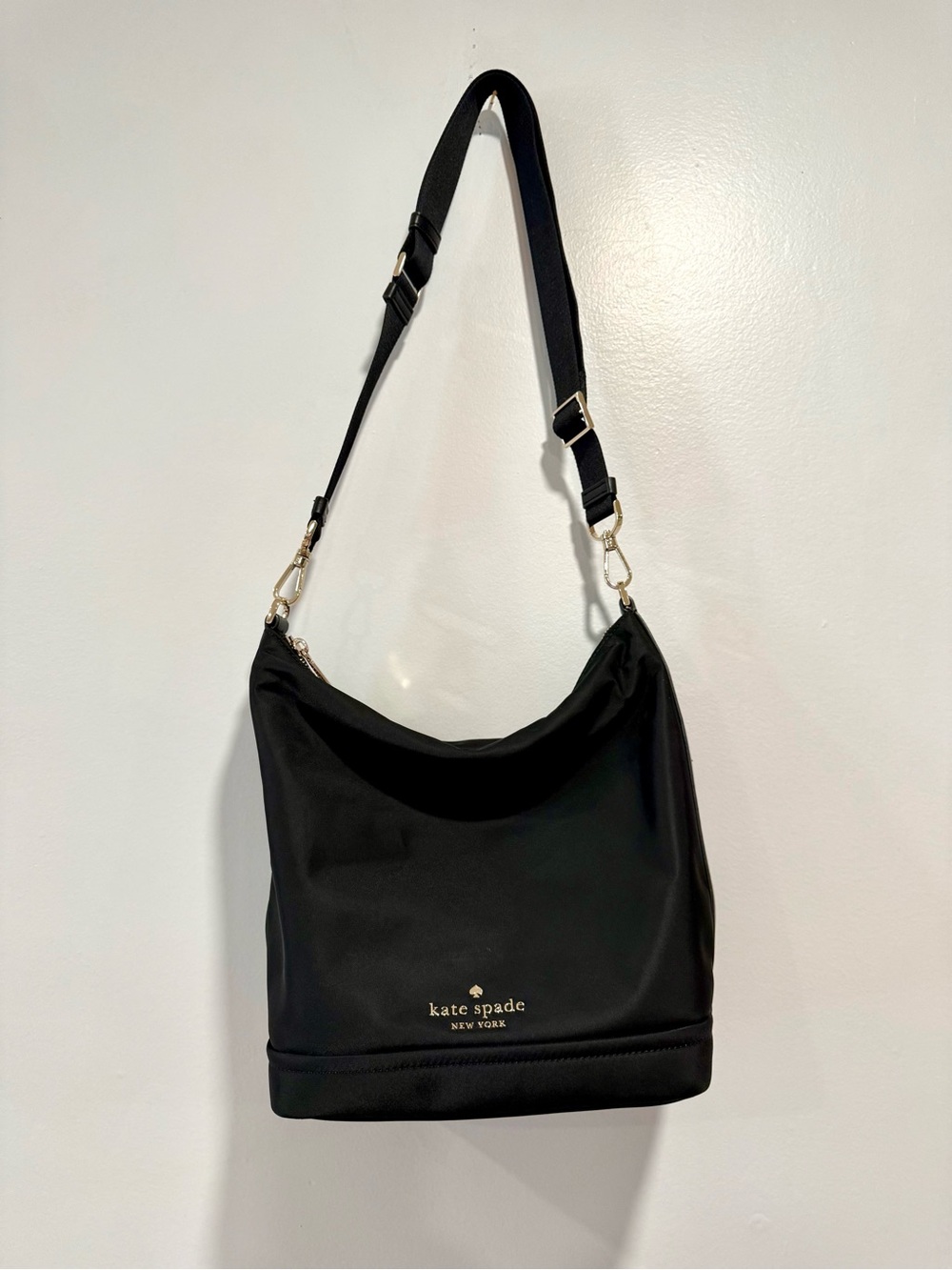 kate spade Black Nylon Shoulder Bag with Gold Hardware